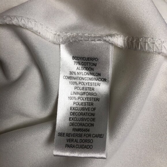 SD Collection Ivory Chiffon Overlay Lace Dress Womens Sz 12 Faux Pearl Neckline - Picture 6 of 8